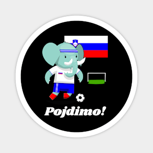 ⚽ Slovenia Football, Elephant Scores a Goal, Pojdimo! Team Spirit Magnet